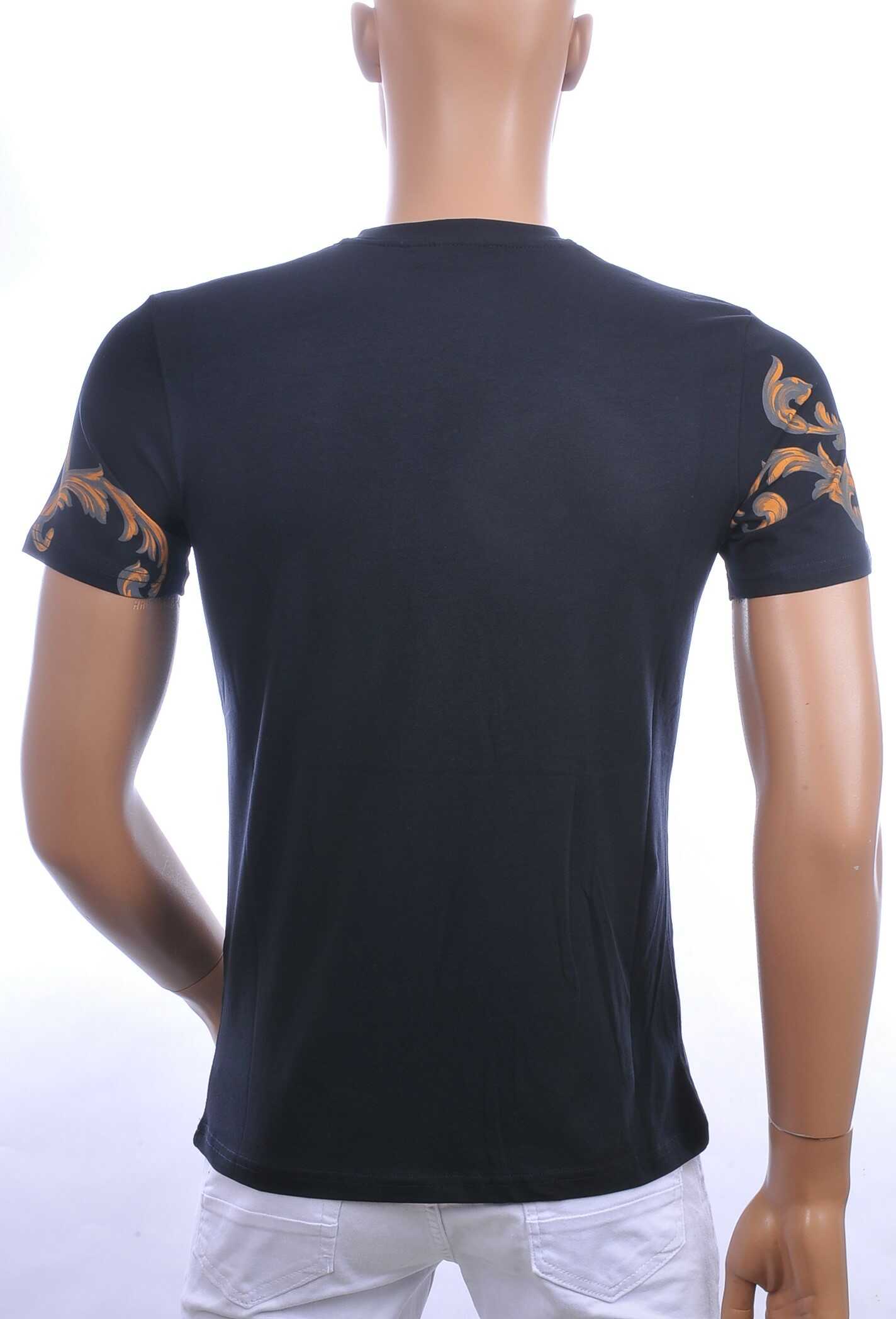 Les Designers ronde hals T-shirt met geborduurde tijgerkop met steentjes Navy
