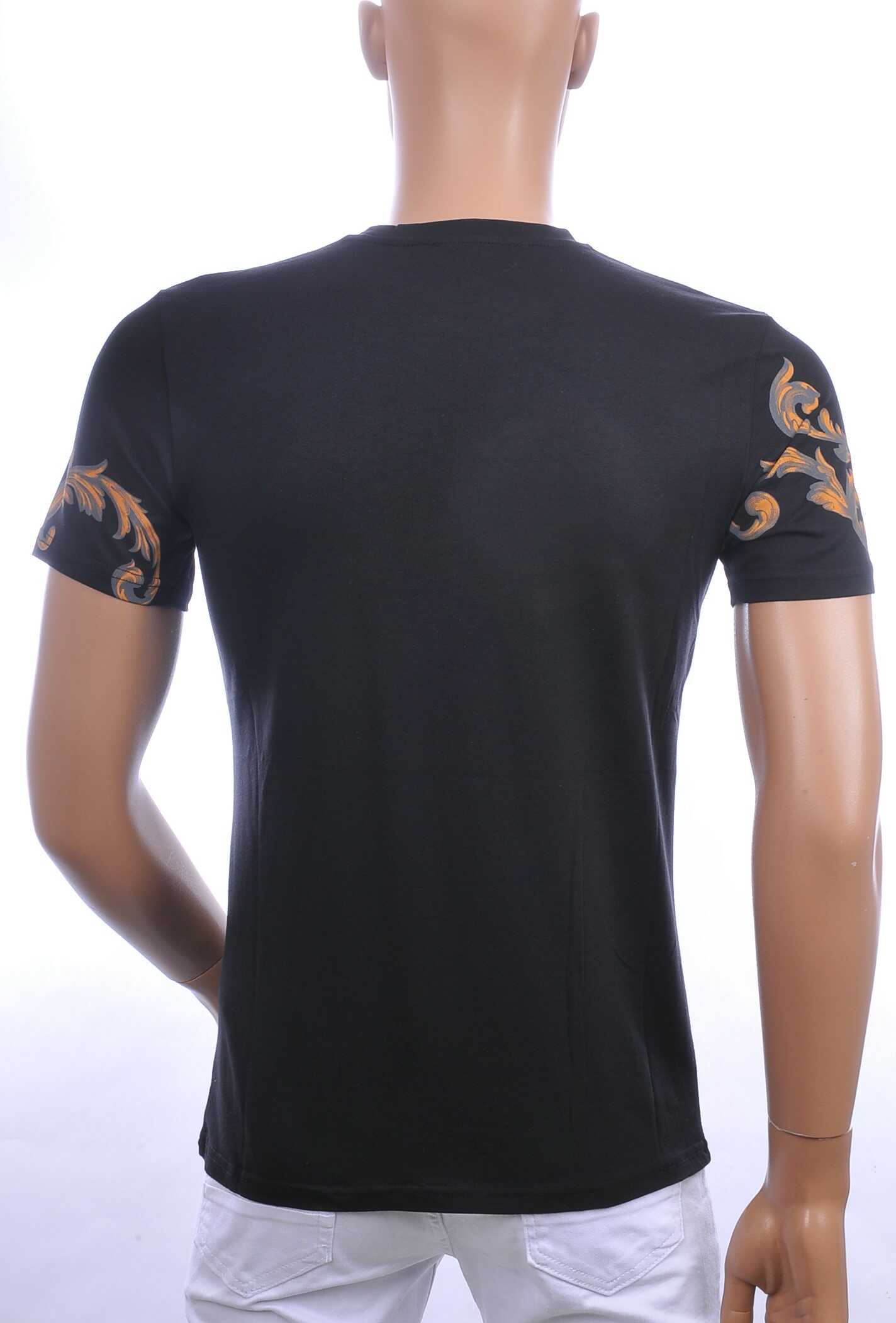 Les Designers ronde hals T-shirt met geborduurde tijgerkop met steentjes Zwart