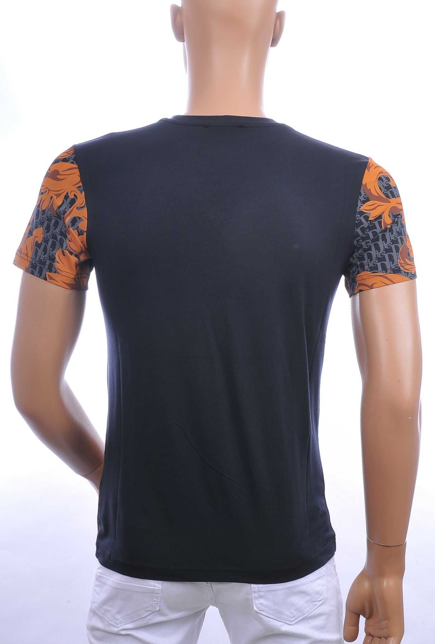 Les Designers ronde hals T-shirt met geborduurde tijgerkop met steentjes Navy