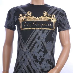 Les Designers ronde hals T-shirt met leeuwenbeelden print met steentjes Zwart