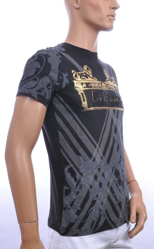 Les Designers ronde hals T-shirt met leeuwenbeelden print met steentjes Zwart