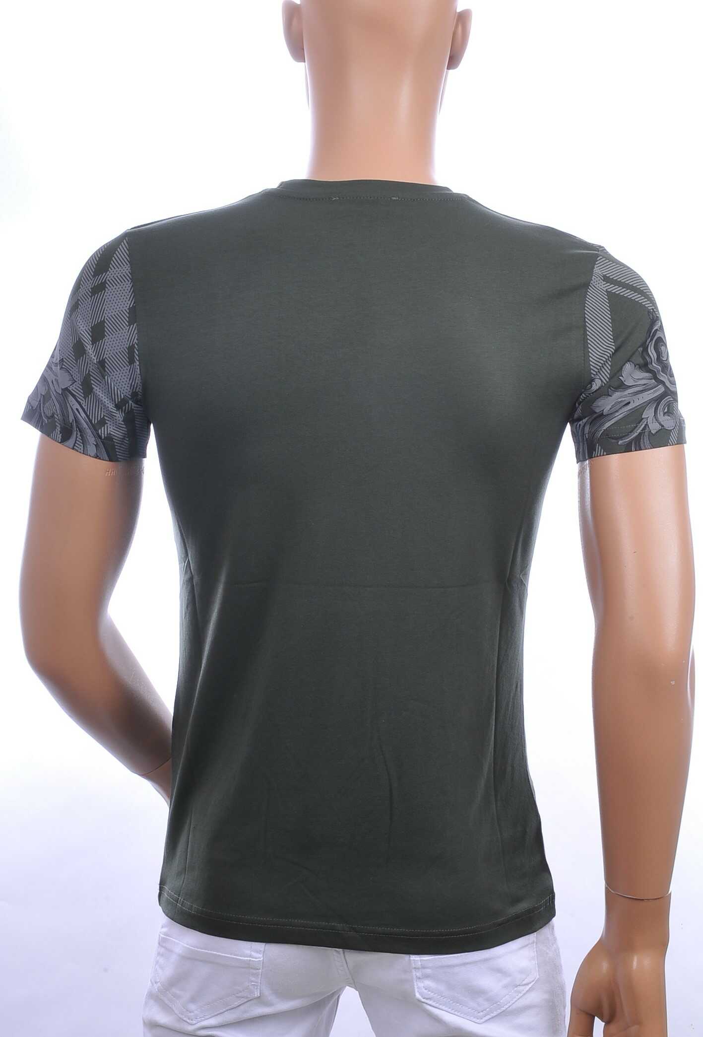 Les Designers ronde hals T-shirt met leeuwenkop print met steentjes Khaki