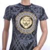 Les Designers ronde hals T-shirt met leeuwenkop print met steentjes Navy