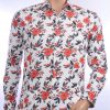 FERLUCCI trendy allover bloemen dessin Italiaanse overhemd Wit