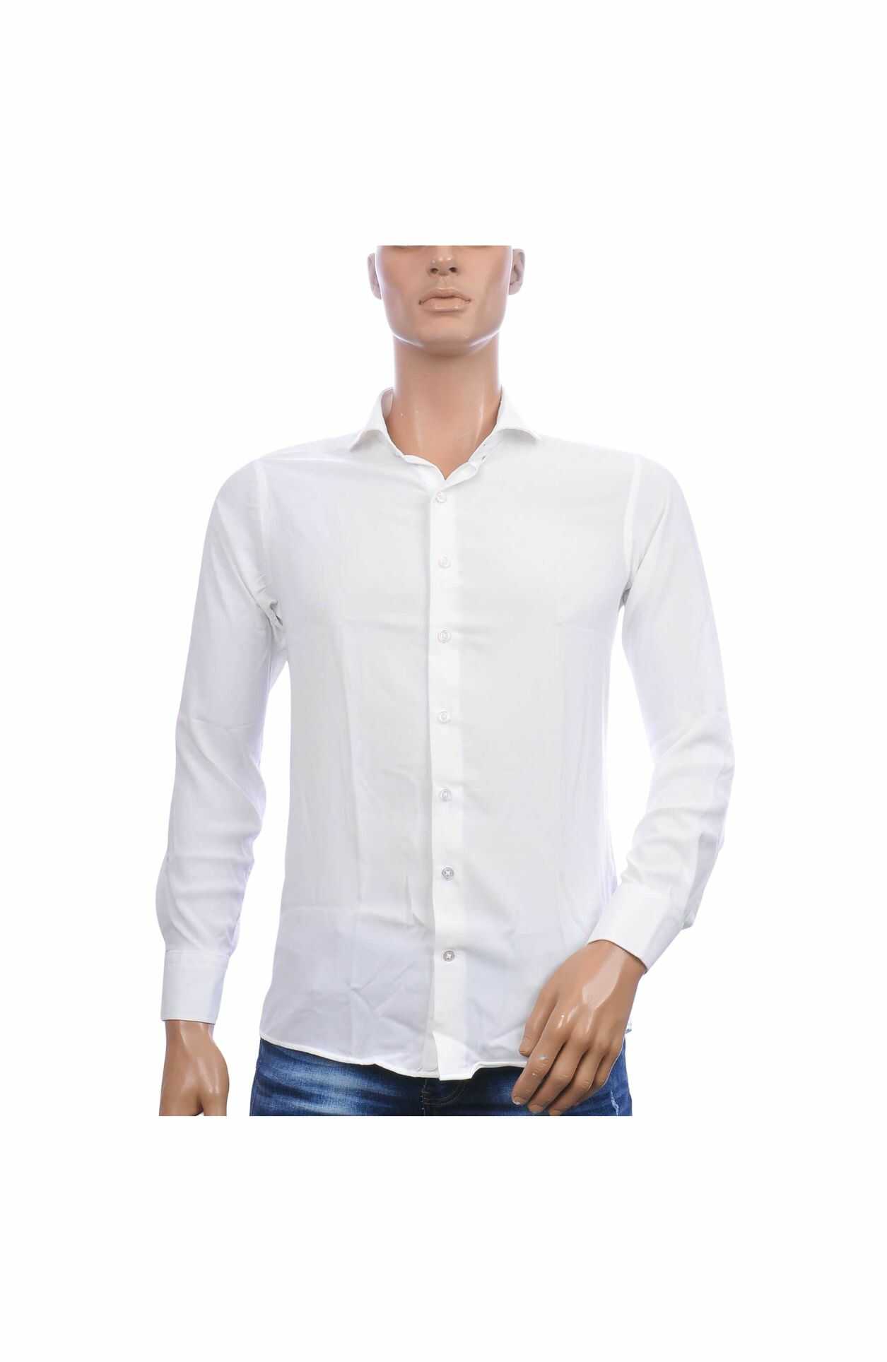 VALENCI slim fit stretch heren overhemd wit met lange mouwen