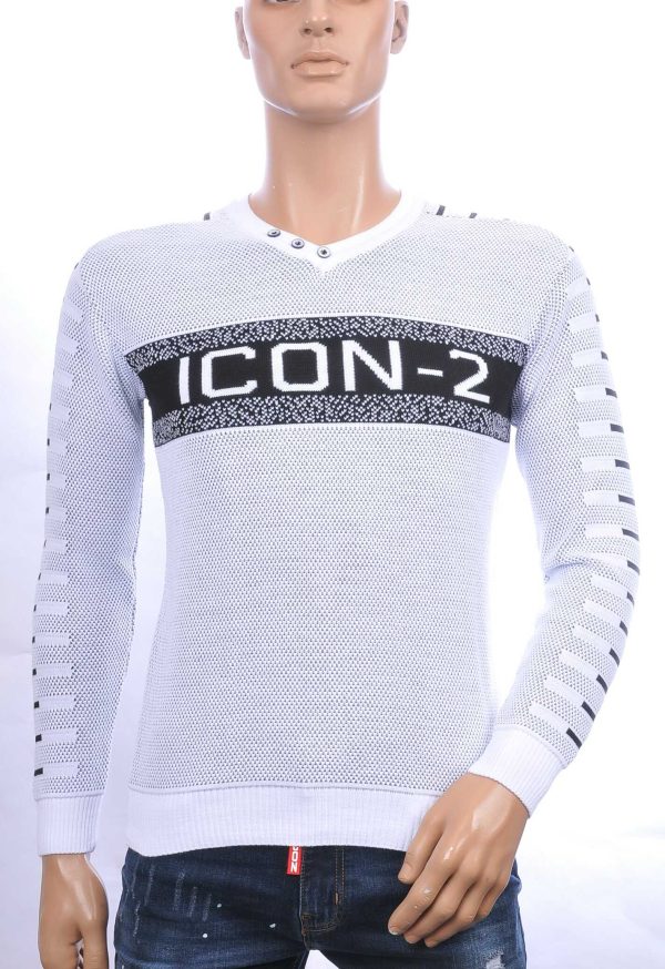 CI-BORG trendy ICON 2 v-hals dunne heren trui Wit