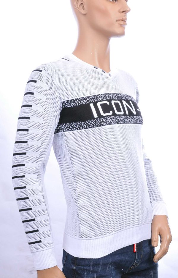 CI-BORG trendy ICON 2 v-hals dunne heren trui Wit