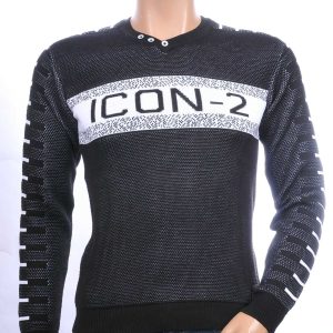 CI-BORG trendy ICON 2 v-hals dunne heren trui Zwart