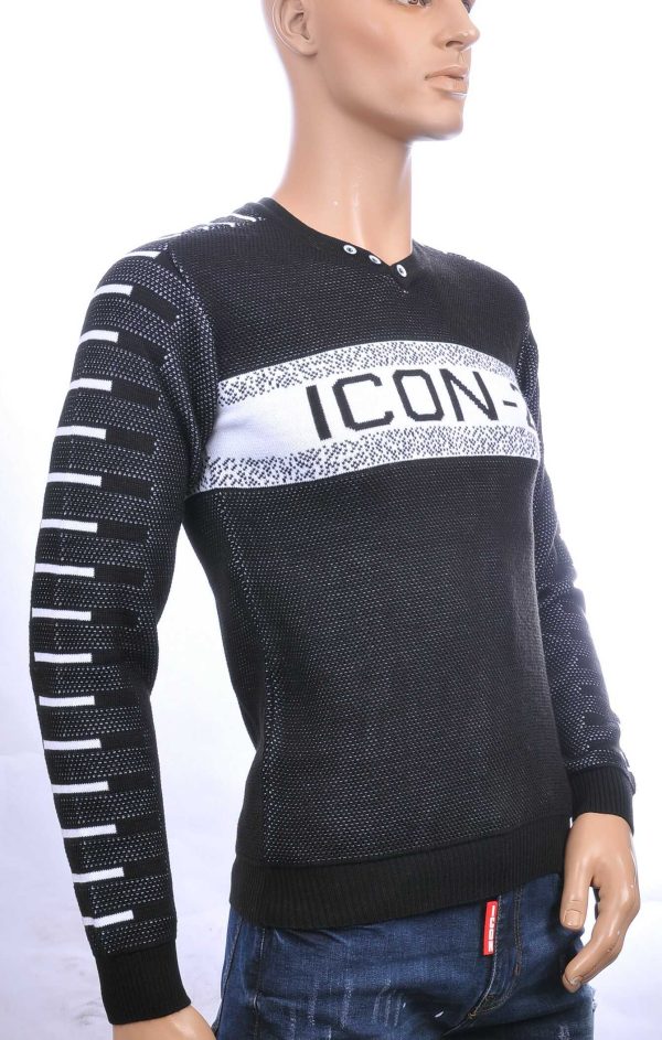 CI-BORG trendy ICON 2 v-hals dunne heren trui Zwart