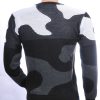 CI-BORG trendy allover camouflage dessin ronde hals dunne heren trui Grijs
