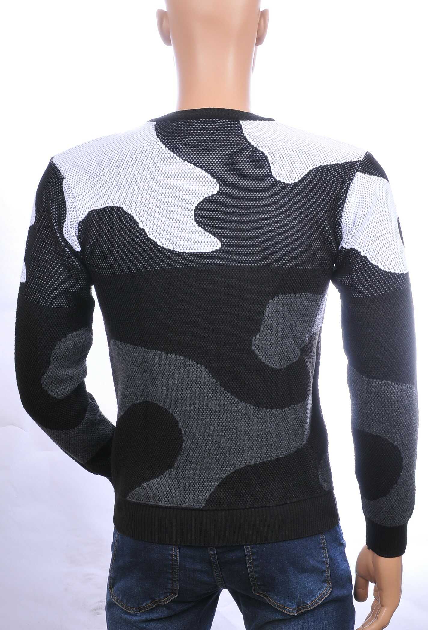 CI-BORG trendy allover camouflage dessin ronde hals dunne heren trui Grijs