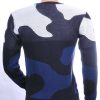 CI-BORG trendy allover camouflage dessin ronde hals dunne heren trui Navy