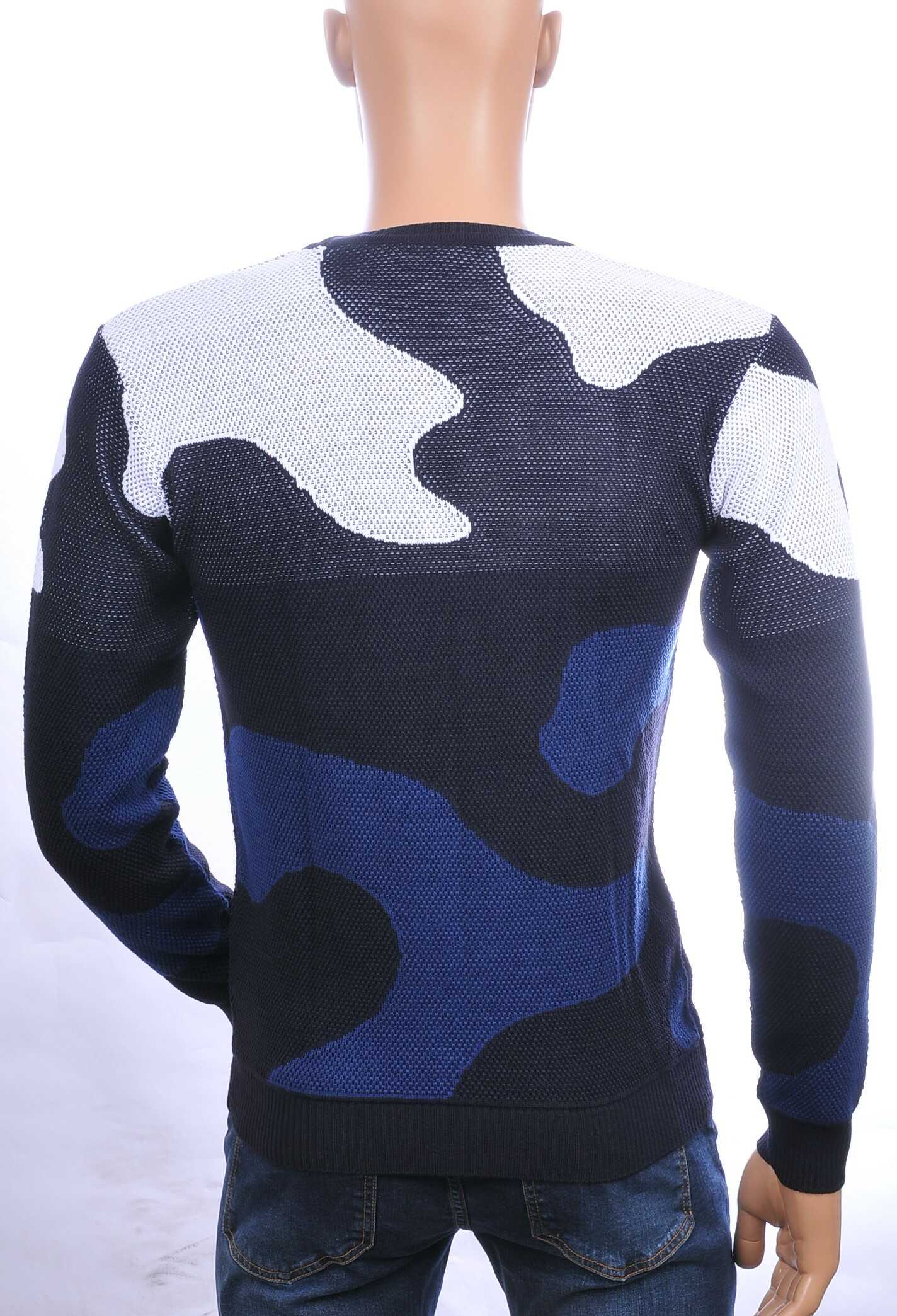CI-BORG trendy allover camouflage dessin ronde hals dunne heren trui Navy