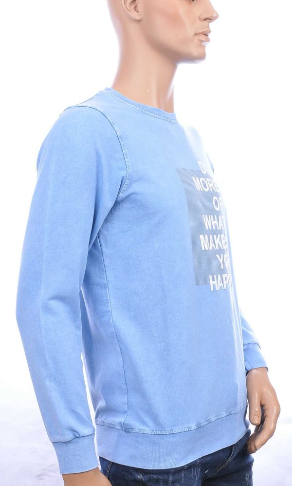 CLUB JU vintage ronde hals heren sweatshirt met HAPPY tekst Blauw