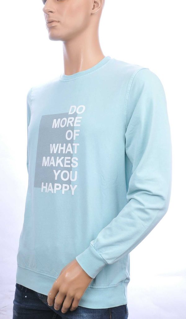 CLUB JU vintage ronde hals heren sweatshirt met HAPPY tekst Mint