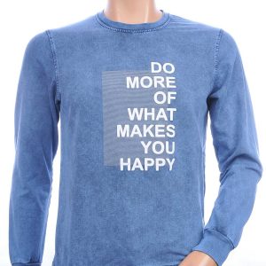 CLUB JU vintage ronde hals heren sweatshirt met HAPPY tekst Navy