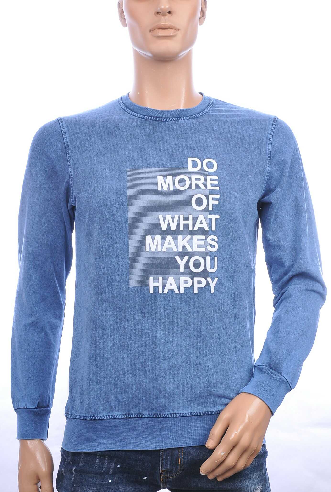 CLUB JU vintage ronde hals heren sweatshirt met HAPPY tekst Navy