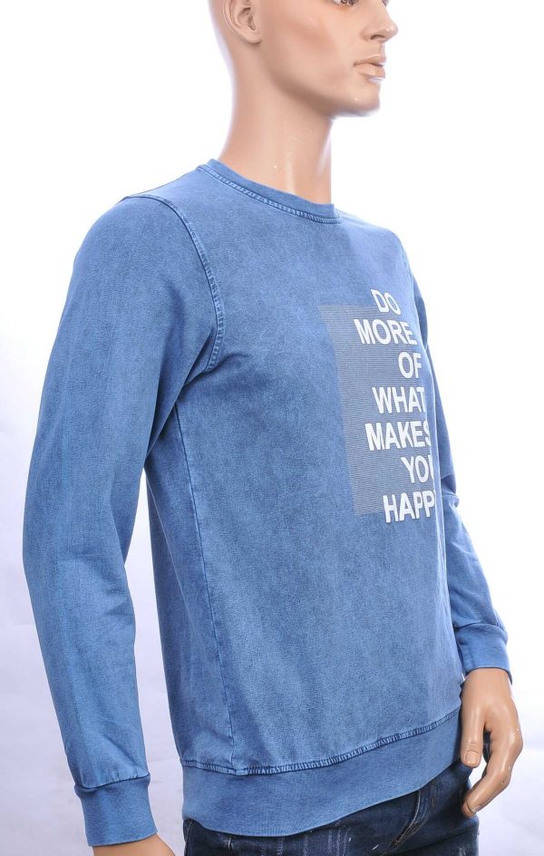 CLUB JU vintage ronde hals heren sweatshirt met HAPPY tekst Navy