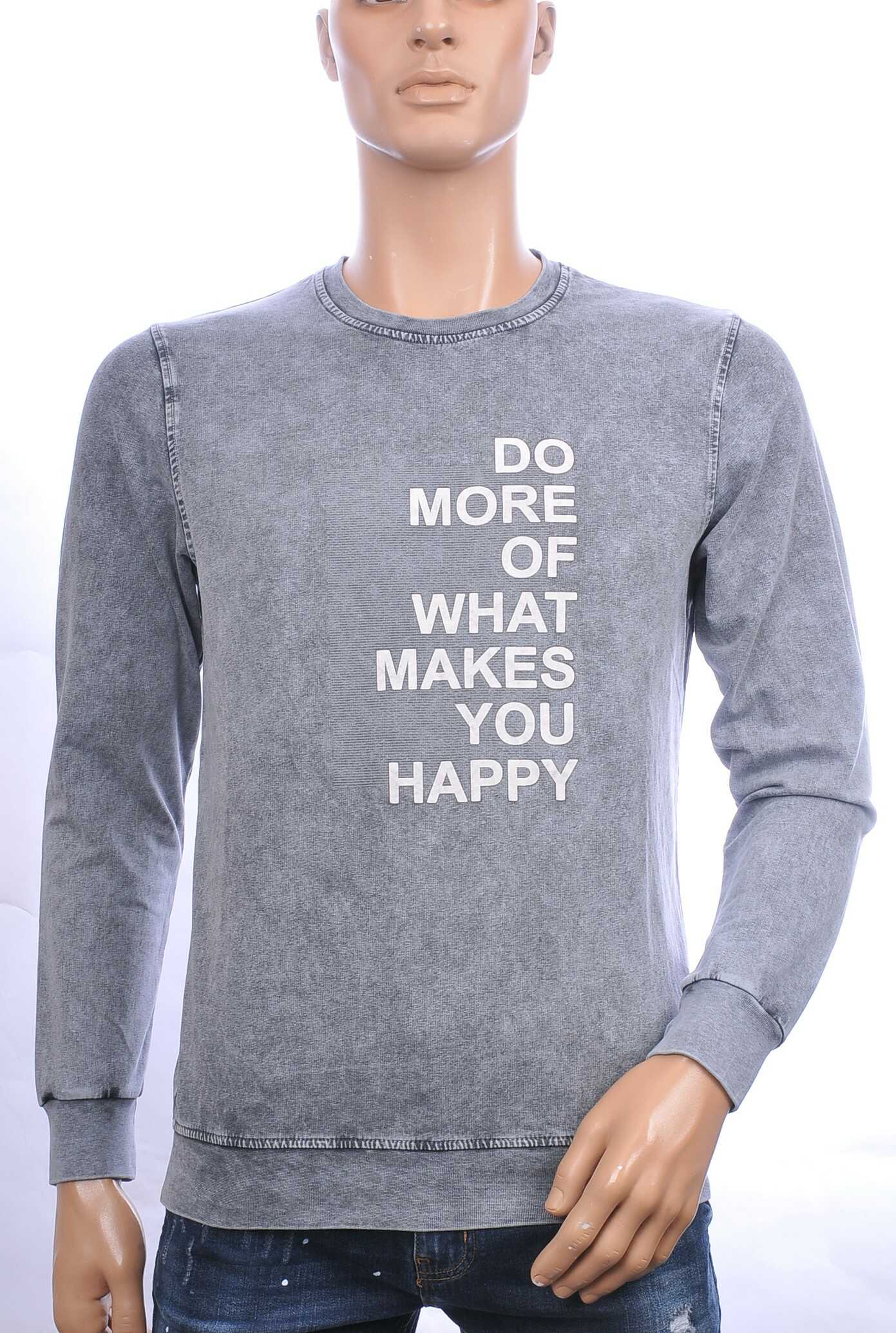 CLUB JU vintage ronde hals heren sweatshirt met HAPPY tekst Zwart