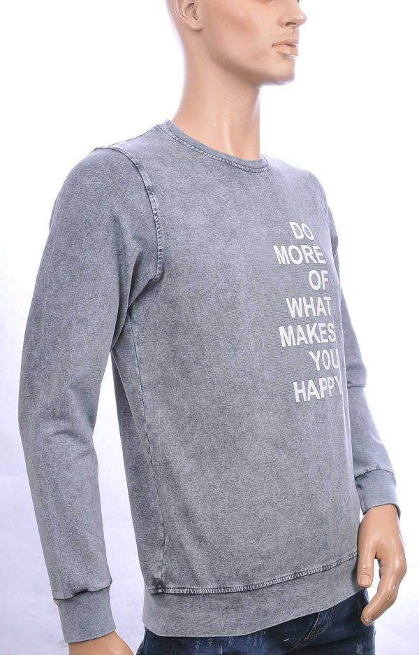 CLUB JU vintage ronde hals heren sweatshirt met HAPPY tekst Zwart