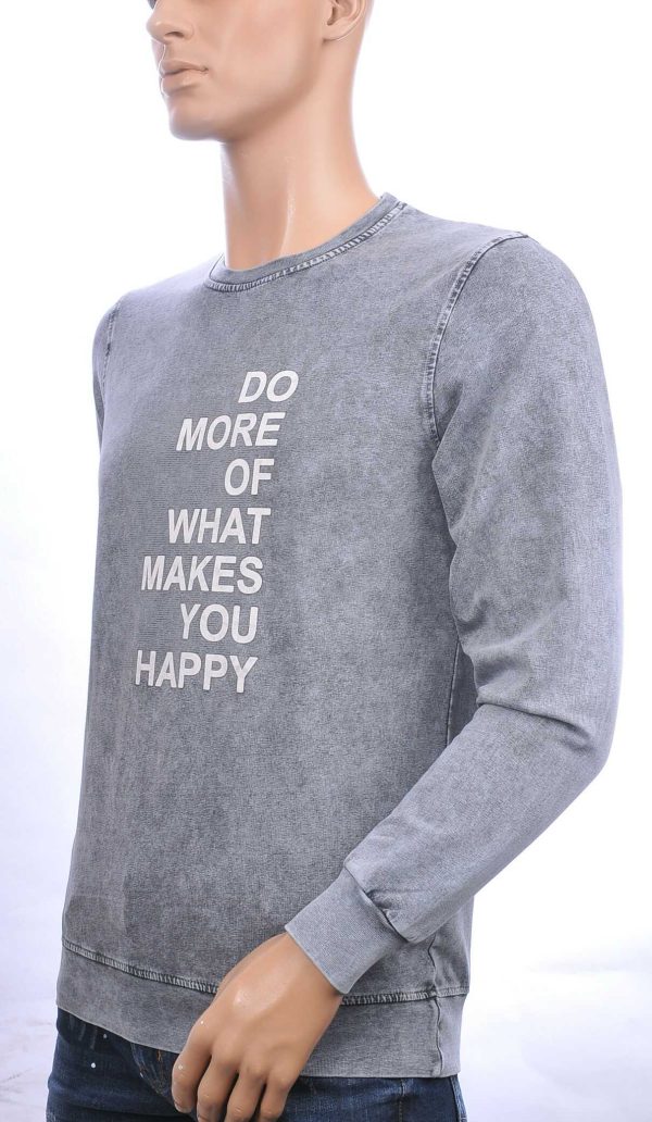 CLUB JU vintage ronde hals heren sweatshirt met HAPPY tekst Zwart