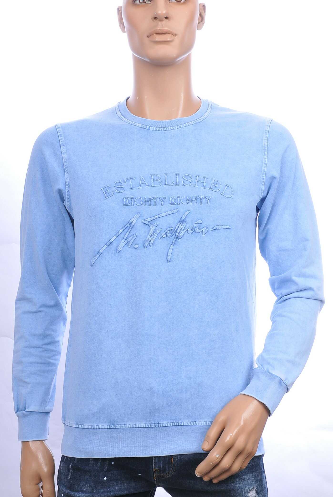 CLUB JU vintage ronde hals heren sweatshirt met geborduurde tekst Blauw
