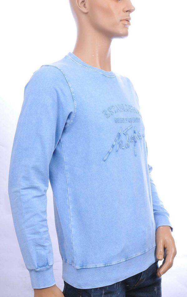 CLUB JU vintage ronde hals heren sweatshirt met geborduurde tekst Blauw