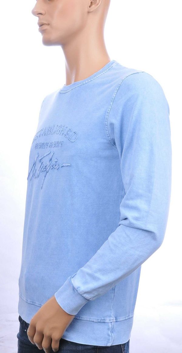 CLUB JU vintage ronde hals heren sweatshirt met geborduurde tekst Blauw