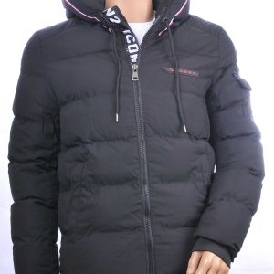 ICON2 trendy heren winterjas met permanent capuchon Zwart