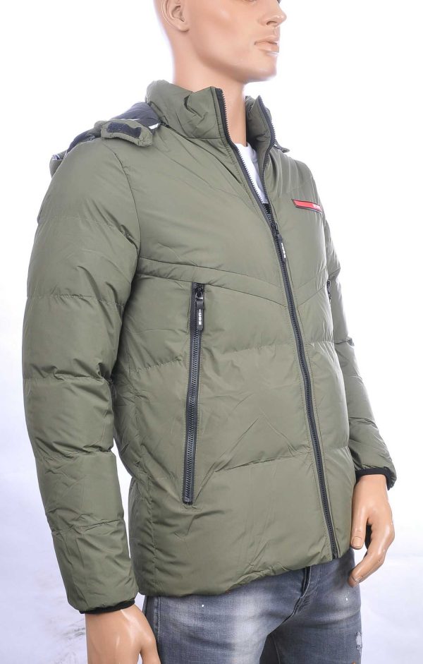 KUMA ICON trendy heren winterjas met afritsbare capuchon Khaki
