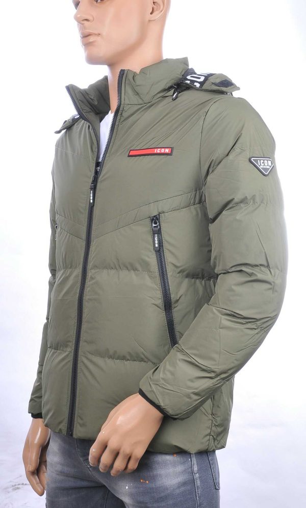 KUMA ICON trendy heren winterjas met afritsbare capuchon Khaki