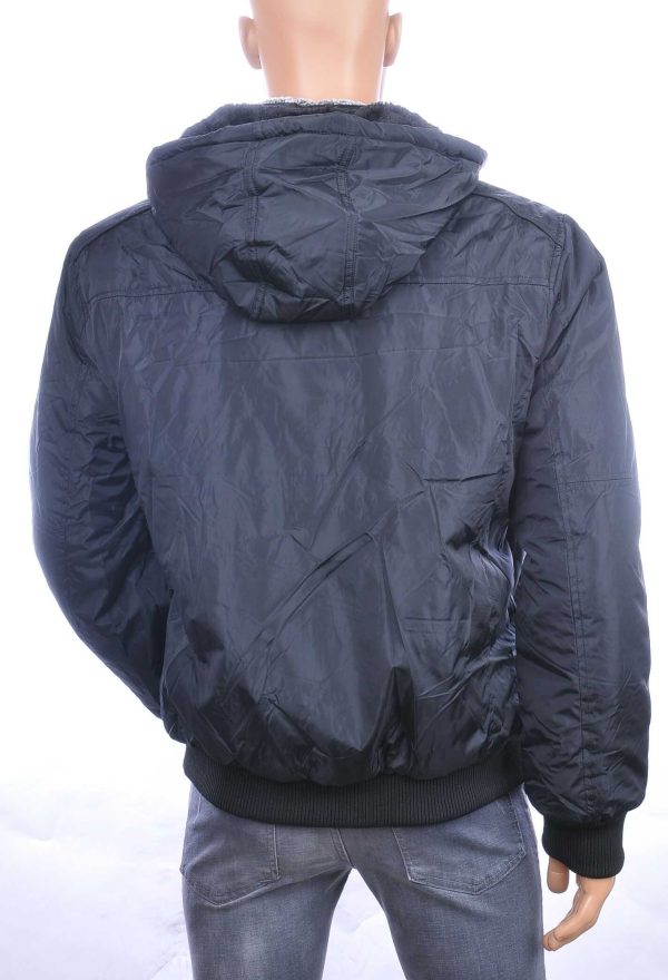 PALABLU trendy heren gevoerd winterjas met afritsbare capuchon Zwart