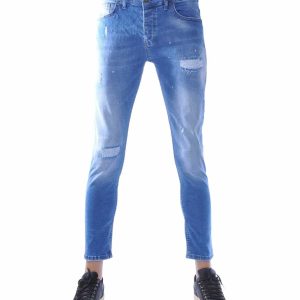 MONTFLEURI jeans heren, slim fit stretch jeans lichtblauw, gescheurde heren jeans, jeans met verfspatten, hippie jeans heren, skinny jeans met scheuren, streetwear jeans heren, trendy spijkerbroek mannen, heren jeans kopen Nijmegen, jeans kopen bij CHARRA, MONTFLEURI jeans Charra Mode, goedkope designer jeans Nederland, online heren jeans bestellen, goedkoop heren jeans in Nijmegen