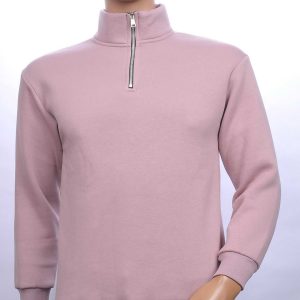 BRAAZI trendy turtle kraag effen heren sweatshirt met ritssluiting Roze