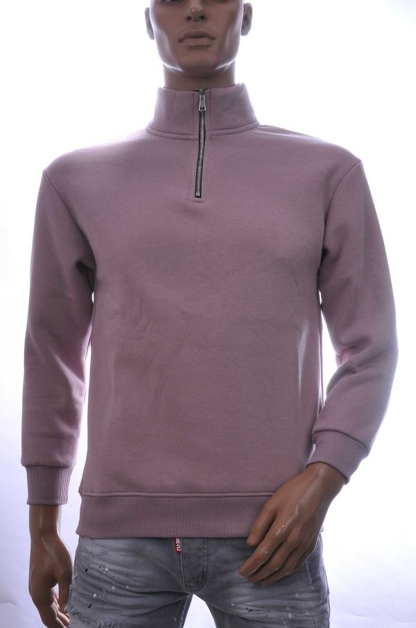 BRAAZI trendy turtle kraag effen heren sweatshirt met ritssluiting Roze