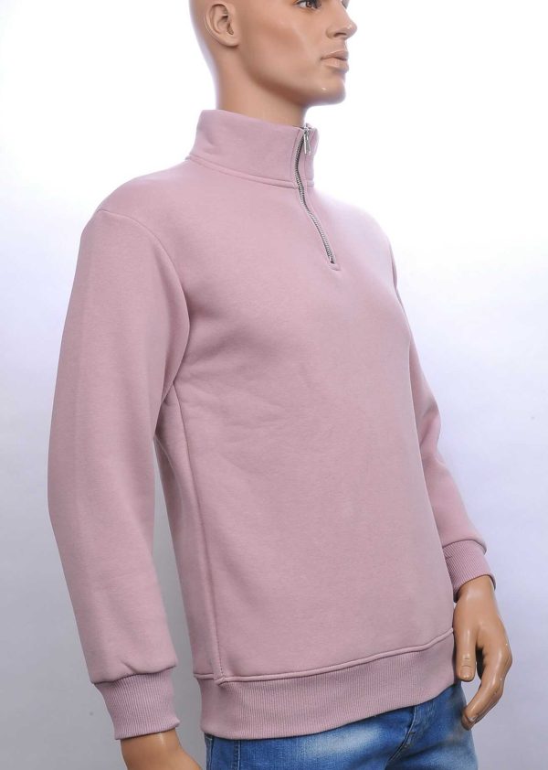 BRAAZI trendy turtle kraag effen heren sweatshirt met ritssluiting Roze