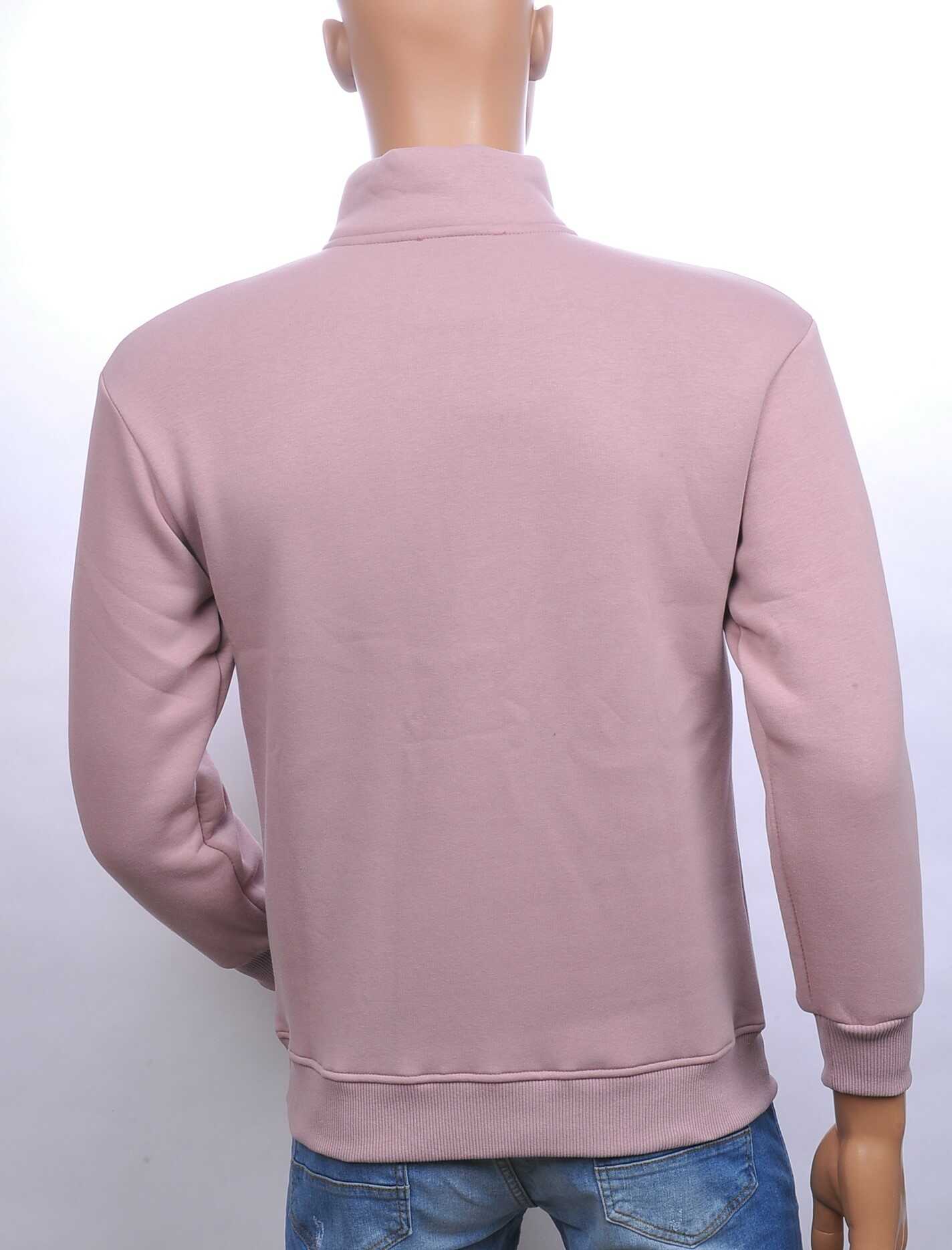 BRAAZI trendy turtle kraag effen heren sweatshirt met ritssluiting Roze