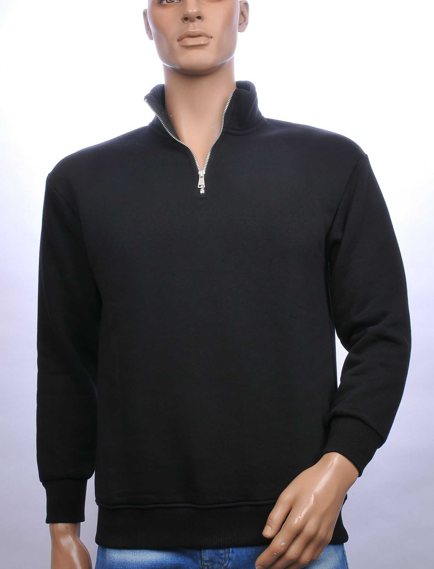 BRAAZI trendy turtle kraag effen heren sweatshirt met ritssluiting Zwart