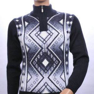 CI-BORG trendy turtle kraag gebreide heren winter trui met ritssluiting Navy