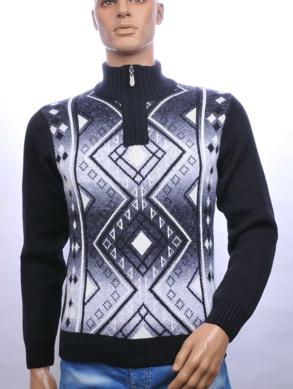 CI-BORG trendy turtle kraag gebreide heren winter trui met ritssluiting Navy