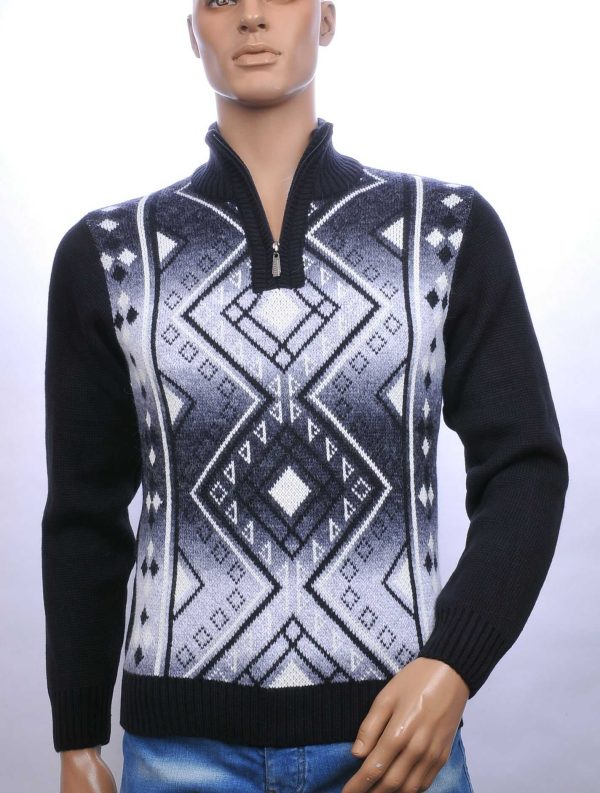 CI-BORG trendy turtle kraag gebreide heren winter trui met ritssluiting Navy