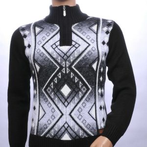 CI-BORG trendy turtle kraag gebreide heren winter trui met ritssluiting Zwart