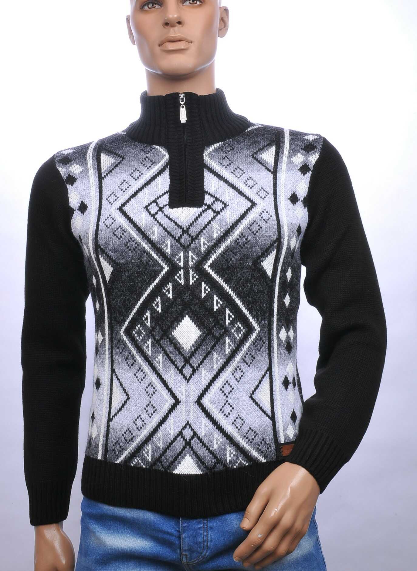 CI-BORG trendy turtle kraag gebreide heren winter trui met ritssluiting Zwart
