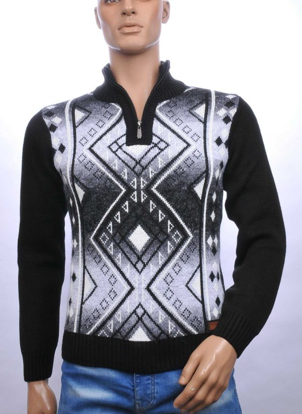 CI-BORG trendy turtle kraag gebreide heren winter trui met ritssluiting Zwart