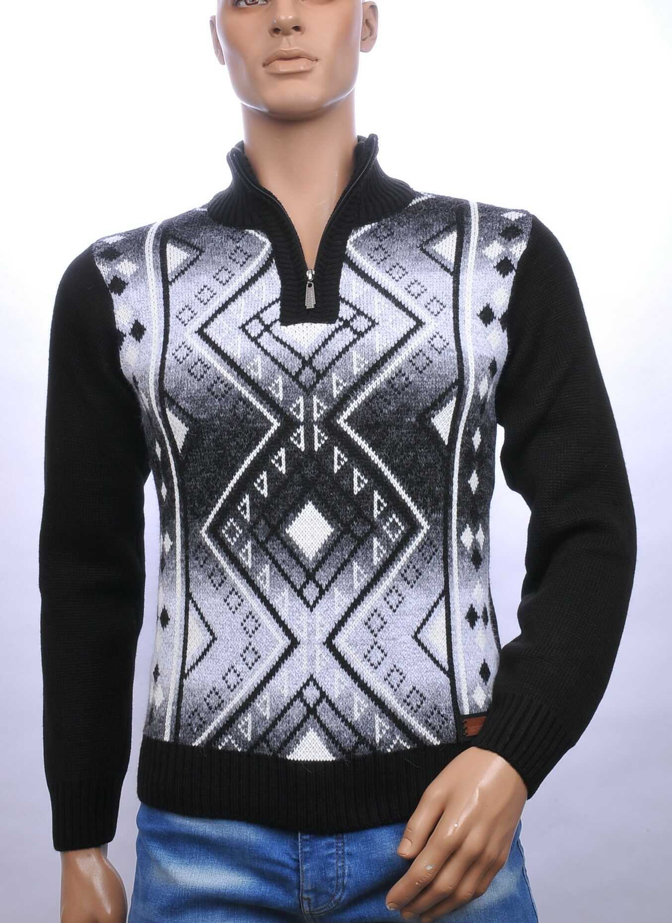CI-BORG trendy turtle kraag gebreide heren winter trui met ritssluiting Zwart