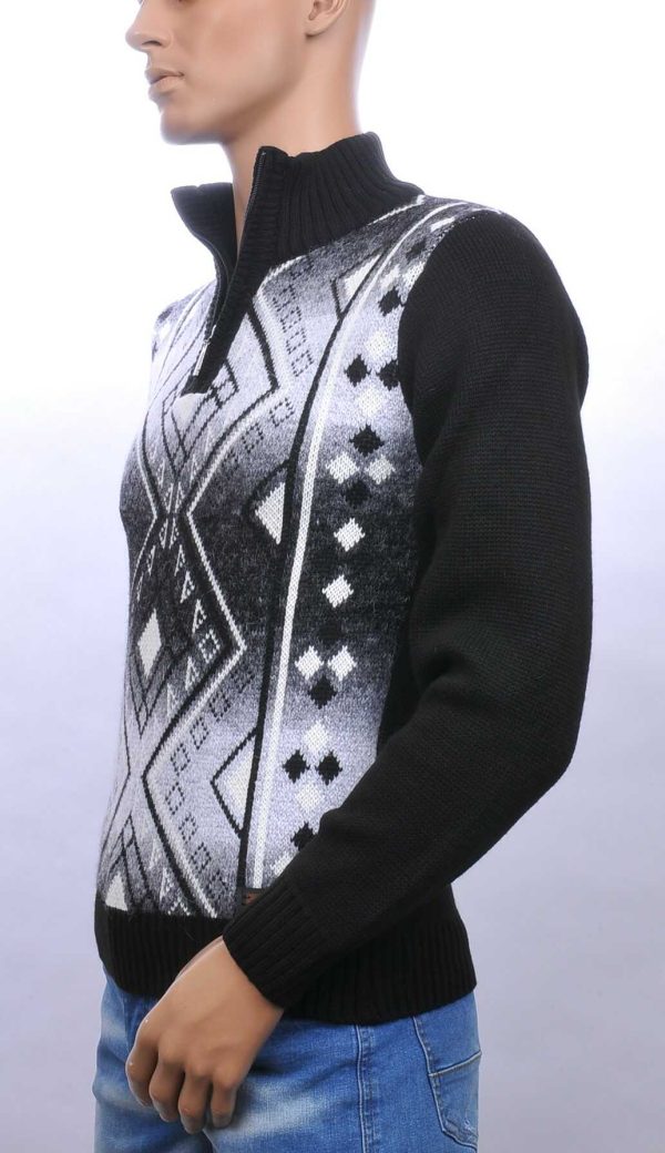 CI-BORG trendy turtle kraag gebreide heren winter trui met ritssluiting Zwart