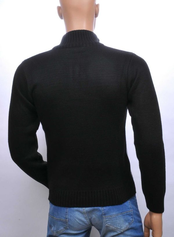 CI-BORG trendy turtle kraag gebreide heren winter trui met ritssluiting Zwart
