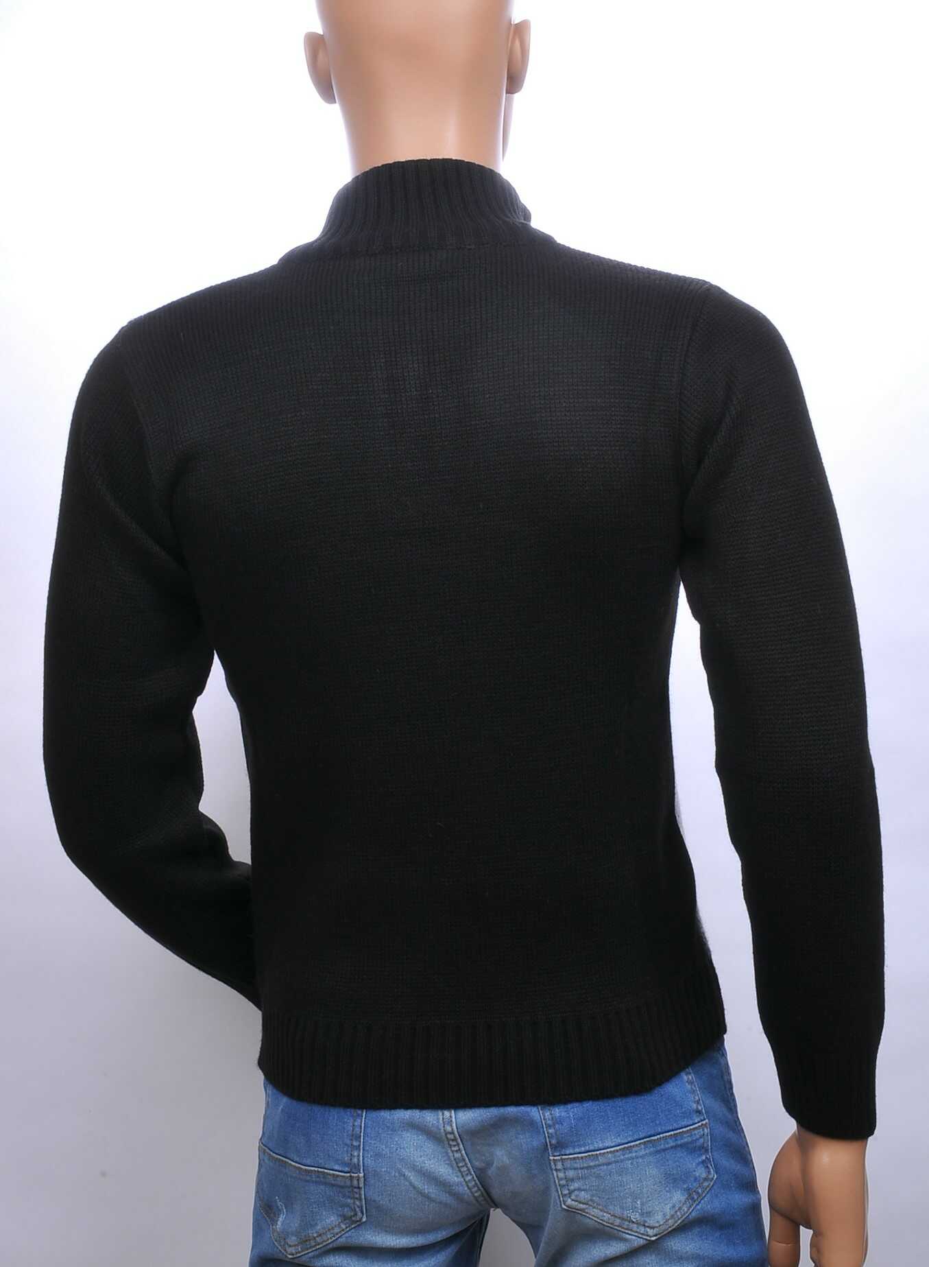 CI-BORG trendy turtle kraag gebreide heren winter trui met ritssluiting Zwart