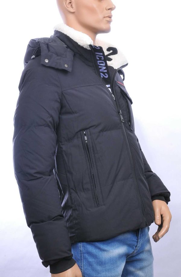 ICON2 trendy heren winterjas met afritsbaar capuchon Zwart