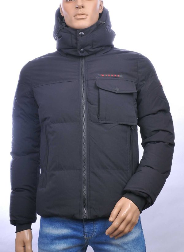 ICON2 trendy heren winterjas met afritsbaar capuchon Zwart